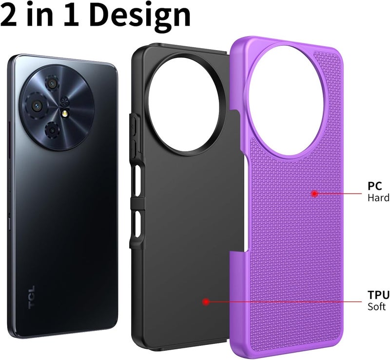 Mocotto for TCL 60 XE NXTPAPER 5G/TCL 50 XL 5G Case with Tempered Glass Screen Protector,Dual Layer Heavy Duty Shockproof Protection (Purple) - Image 3